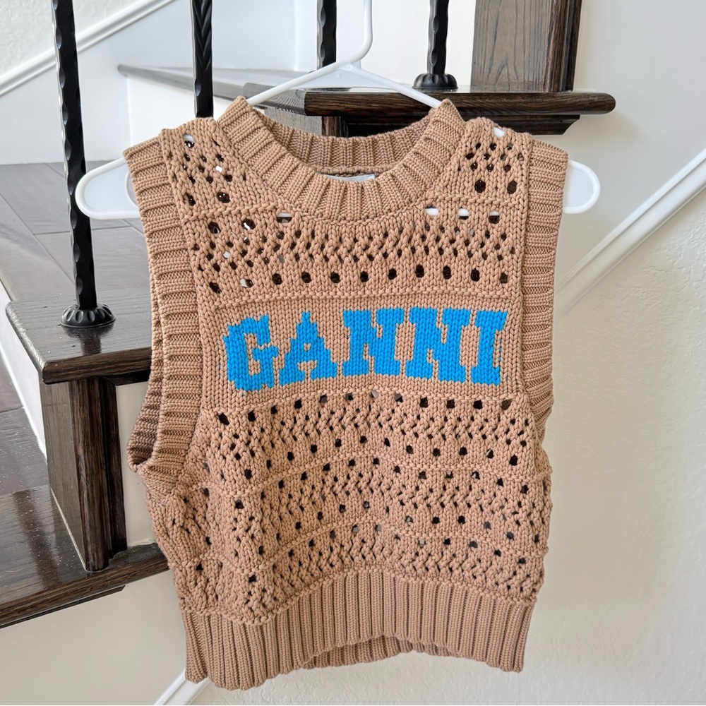 Ganni Logo knitted vest/ top - Size Large